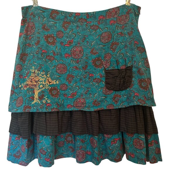 Ian Mosh [UK brand] layered flannel skirt, mixed-pattern lagenlook, sz 6 - Picture 2 of 14